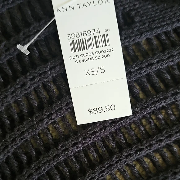 Ann Taylor Black Shrug with Asymmetrical Hem and Mesh Knit - Picture 5 of 7